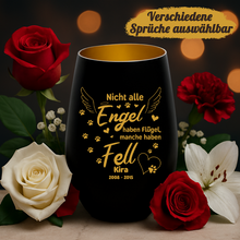 Laden Sie das Bild in den Galerie-Viewer, Trauerlicht für Haustiere - Windlicht für verstorbene Hunde, Katzen und andere Haustiere in schwarz gold