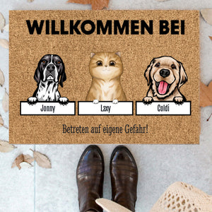 Personalisierte Fußmatte mit Hund und Katze - Bis 5 Hunde/Katzen