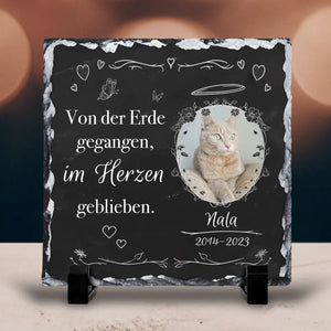 Gedenktafel aus Naturschiefer für verstorbene Haustiere mit Foto und Spruch - Hund, Katze, Pferd, Hamster - Personalisierbare Trauertafel