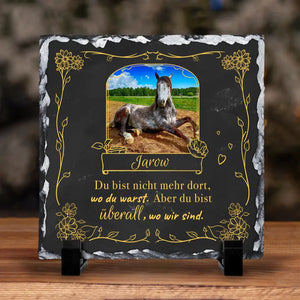 Gedenktafel aus Naturschiefer für verstorbene Haustiere mit Foto und Spruch - Hund, Katze, Pferd, Hamster - Personalisierbare Trauertafel